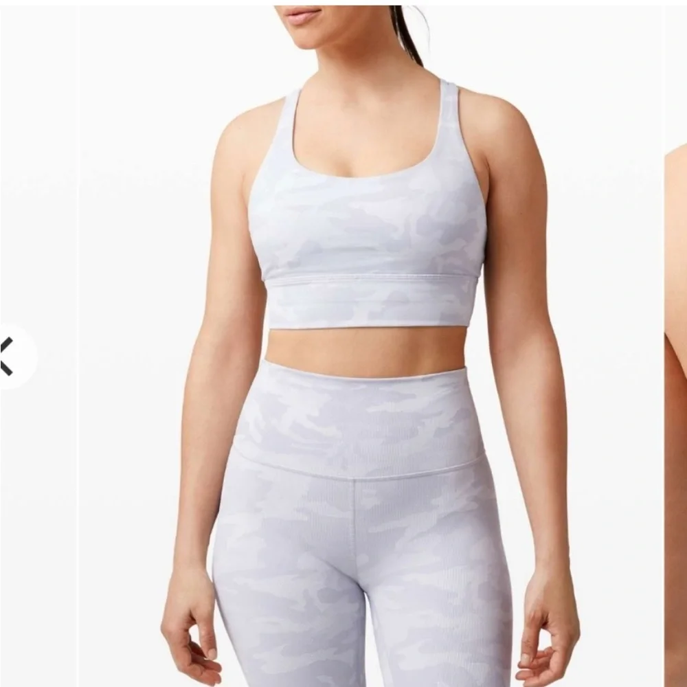 Lululemon Energy Bra Long Line *Med Support, B-D Cup - 8 Incognito Camo White - Picture 1 of 5